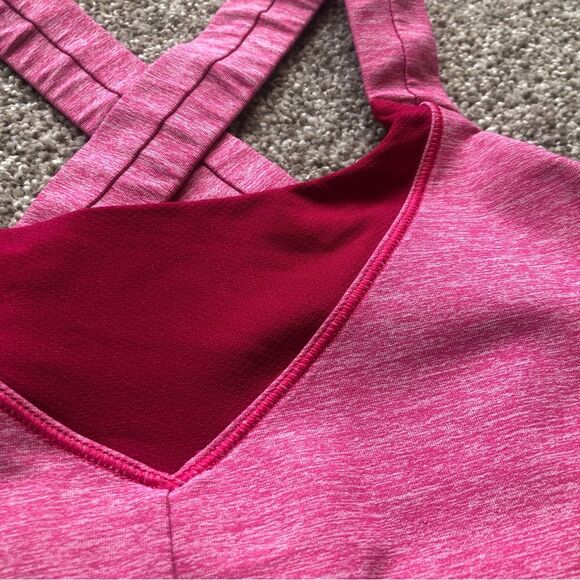 LULULEMON SPORTS BRA RED AND PINK CROSSBACK SIZE 8 - Picture 3 of 6